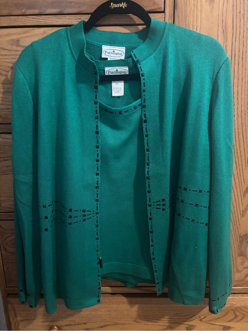 Vintage Patchington Green Cardigan with Matching Shell
